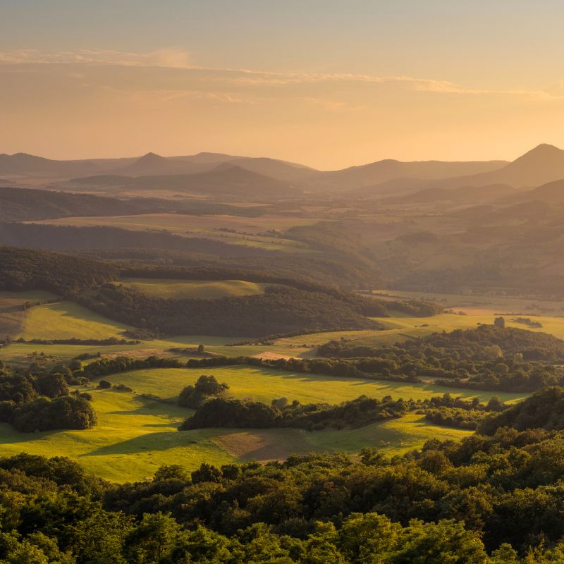 Krajina českých lesů a luk symbolizující inspiraci pro vůni Magic of Nature